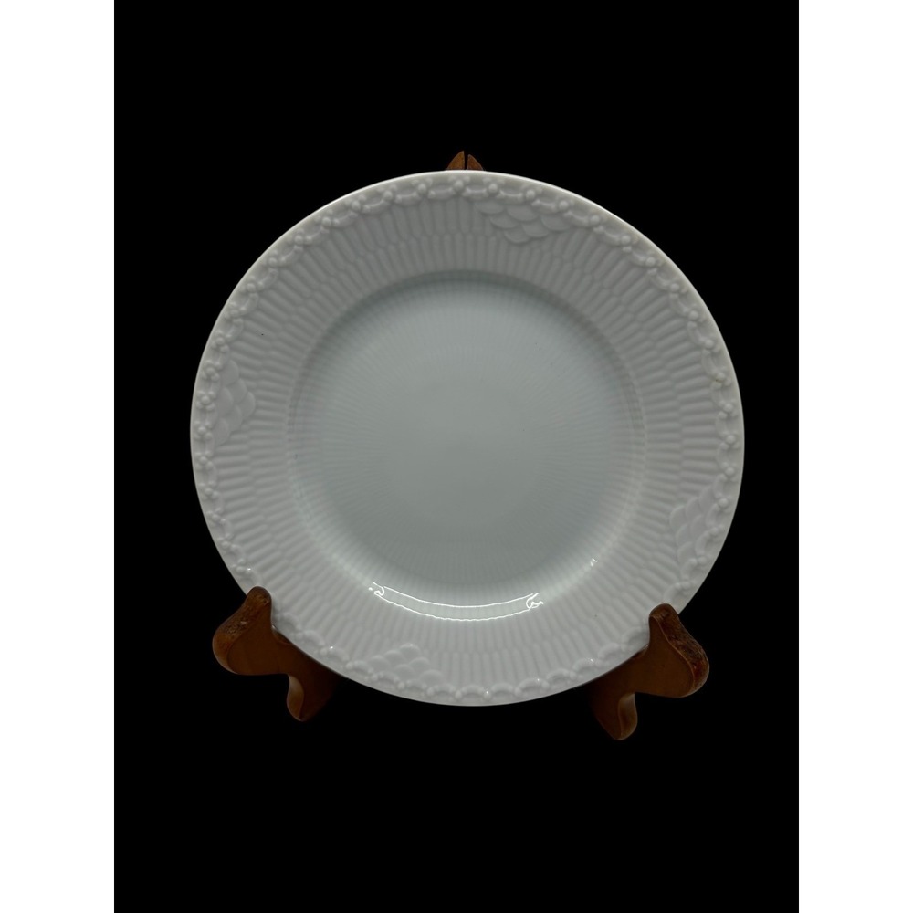 Royal Copenhagen White Half Lace Bread/Butter Plate Fluted Porcelain Denmark